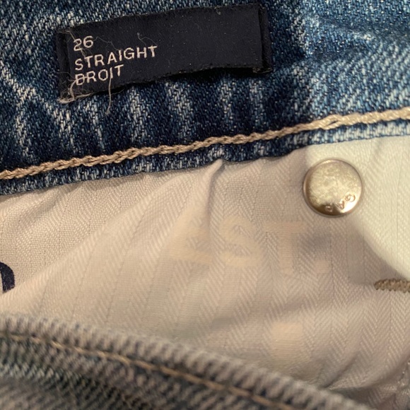 Retro style, two-tone high waisted straight jeans - Picture 4 of 4